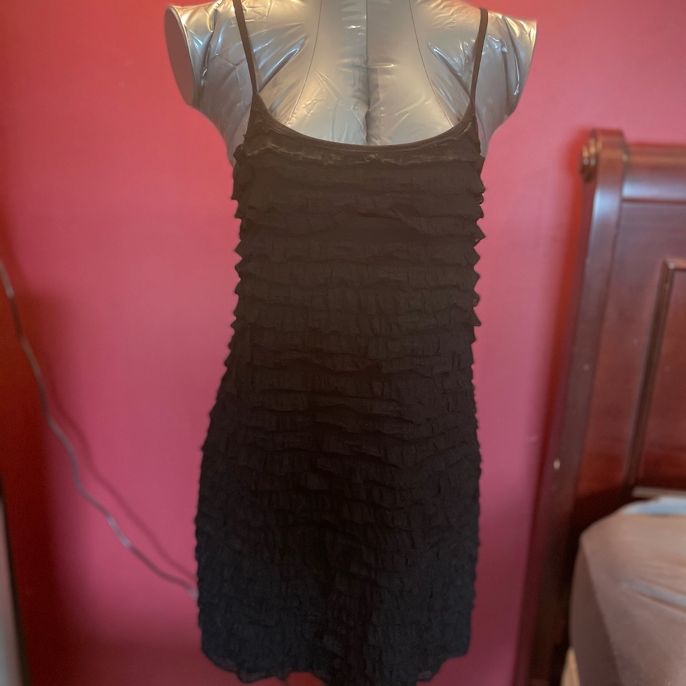 Free People Black Ruffle Fitted Mini Dress Small